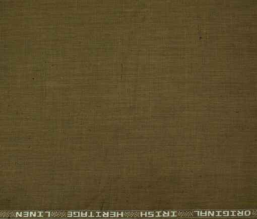 Burgoyne Men's Irish Cotton Linen 60 LEA Solids 2.25 Meter Unstitched Shirting Fabric (Light Brown)