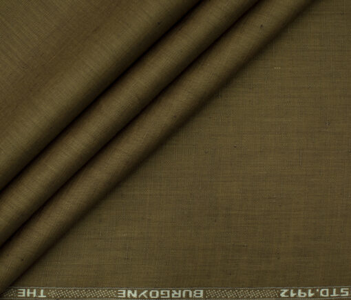 Burgoyne Men's Irish Cotton Linen 60 LEA Solids 2.25 Meter Unstitched Shirting Fabric (Light Brown)