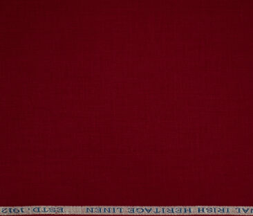 Burgoyne Men's Irish Linen 60 LEA Solids 2.25 Meter Unstitched Shirting Fabric (Red)
