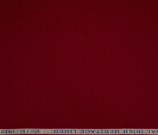 Burgoyne Men's Irish Linen 60 LEA Solids 2.25 Meter Unstitched Shirting Fabric (Red)