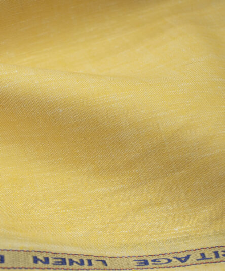 Burgoyne Men's Irish Linen & Lyocell 60 LEA Self Design 2.25 Meter Unstitched Shirting Fabric (Yellow)