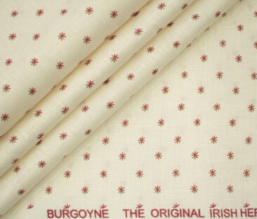 Burgoyne Men's Irish Linen 60 LEA Printed 2.25 Meter Unstitched Shirting Fabric (Cream & Red)