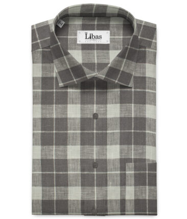 Burgoyne Men's Irish Linen 60 LEA Checks 2.25 Meter Unstitched Shirting Fabric (White & Purple)