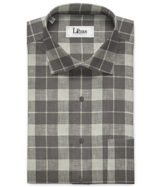 Burgoyne Men's Irish Linen 60 LEA Checks 2.25 Meter Unstitched Shirting Fabric (White & Purple)