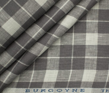 Burgoyne Men's Irish Linen 60 LEA Checks 2.25 Meter Unstitched Shirting Fabric (White & Purple)