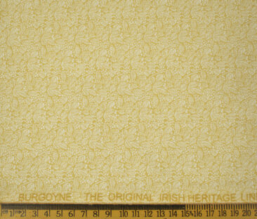 Burgoyne Men's Irish Linen 60 LEA Printed 2.25 Meter Unstitched Shirting Fabric (Yellow & White)