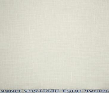 Burgoyne Men's Irish Linen 70 LEA Solids 3.50 Meter Unstitched Shirting Fabric (Milky White)