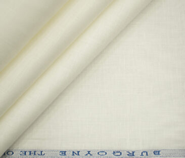Burgoyne Men's Irish Linen 70 LEA Solids 3.50 Meter Unstitched Shirting Fabric (Milky White)