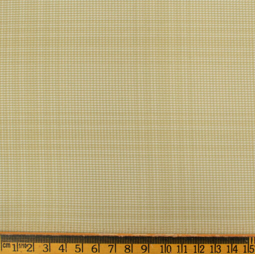 Cadini Men's Terry Rayon Checks 3.75 Meter Unstitched Suiting Fabric (Beige)