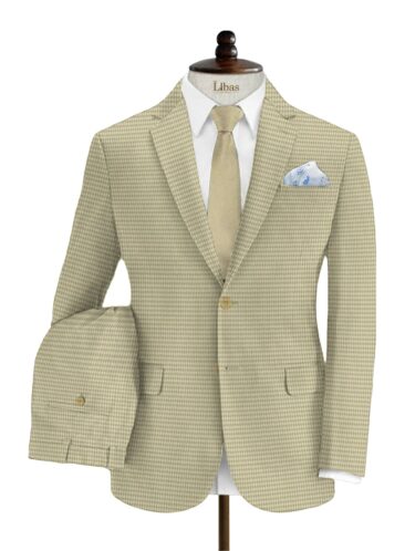 Don & Julio Men's Terry Rayon Houndstooth 3.75 Meter Unstitched Suiting Fabric (Beige)