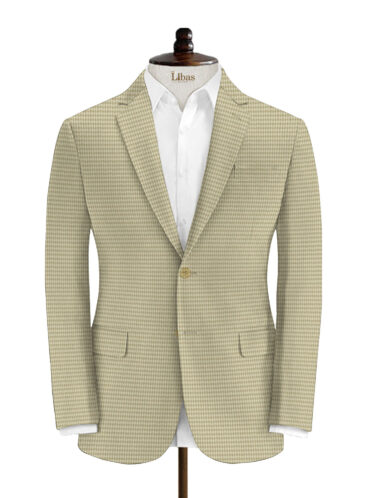 Don & Julio Men's Terry Rayon Houndstooth 3.75 Meter Unstitched Suiting Fabric (Beige)