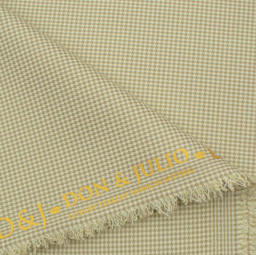 Don & Julio Men's Terry Rayon Houndstooth 3.75 Meter Unstitched Suiting Fabric (Beige)