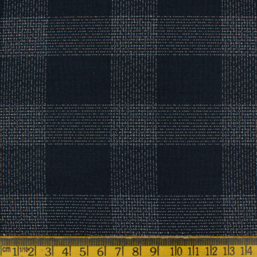Don & Julio Men's Terry Rayon Checks 3.75 Meter Unstitched Suiting Fabric (Dark Blue)