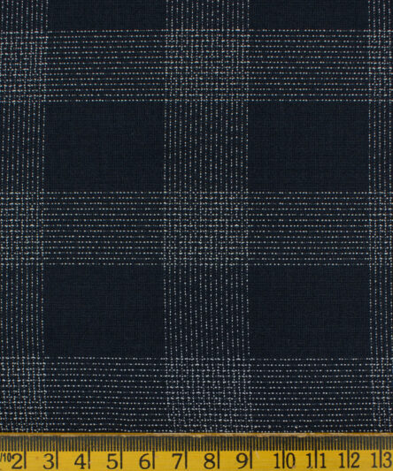 Don & Julio Men's Terry Rayon Checks 3.75 Meter Unstitched Suiting Fabric (Dark Blue)