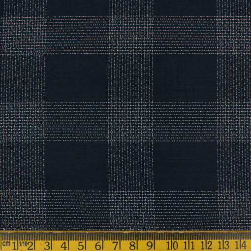 Don & Julio Men's Terry Rayon Checks 3.75 Meter Unstitched Suiting Fabric (Dark Blue)