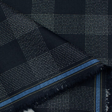 Don & Julio Men's Terry Rayon Checks 3.75 Meter Unstitched Suiting Fabric (Dark Blue)