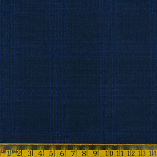 Don & Julio Men's Terry Rayon Checks 3.75 Meter Unstitched Suiting Fabric (Dark Royal Blue)