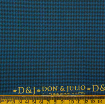 Don & Julio Men's Terry Rayon Houndstooth 3.75 Meter Unstitched Suiting Fabric (Aegean Blue)