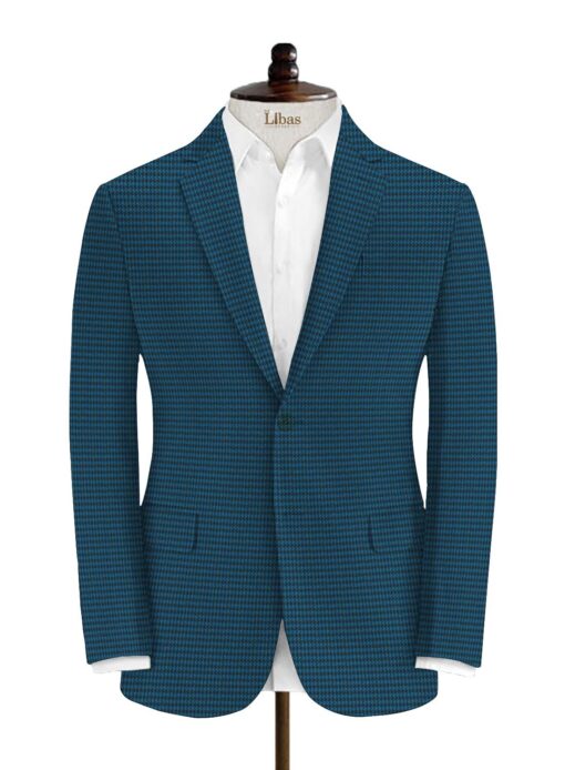 Don & Julio Men's Terry Rayon Houndstooth 3.75 Meter Unstitched Suiting Fabric (Aegean Blue)