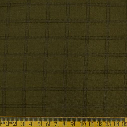 Don & Julio Men's Terry Rayon Checks 3.75 Meter Unstitched Suiting Fabric (Brown)