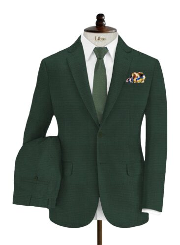 Don & Julio Men's Terry Rayon Structured 3.75 Meter Unstitched Suiting Fabric (Dark Green)