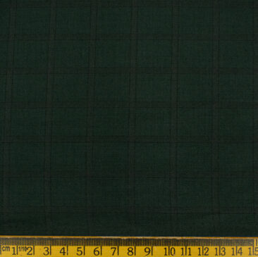 Don & Julio Men's Terry Rayon Checks 3.75 Meter Unstitched Suiting Fabric (Dark Pine Green)