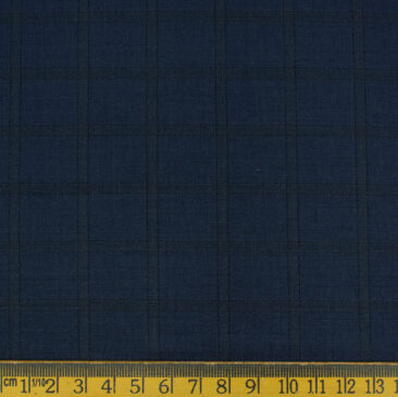 Don & Julio Men's Terry Rayon Checks 3.75 Meter Unstitched Suiting Fabric (Dark Royal Blue)