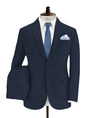 Don & Julio Men's Terry Rayon Structured 3.75 Meter Unstitched Suiting Fabric (Dark Royal Blue)