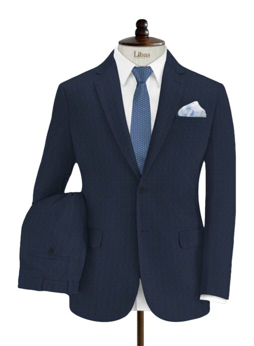 Don & Julio Men's Terry Rayon Structured 3.75 Meter Unstitched Suiting Fabric (Dark Royal Blue)