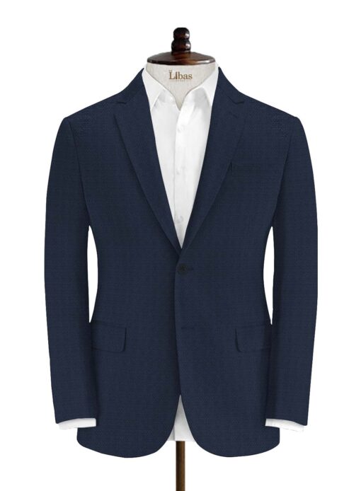Don & Julio Men's Terry Rayon Structured 3.75 Meter Unstitched Suiting Fabric (Dark Royal Blue)