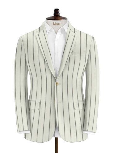 Donear Men's Terry Rayon Striped 3.75 Meter Unstitched Suiting Fabric (Cream)