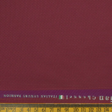 Italian Channel Men's Terry Rayon Structured 3.75 Meter Unstitched Suiting Fabric (Cherry Red)