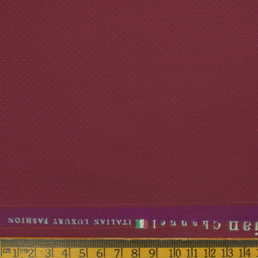 Italian Channel Men's Terry Rayon Structured 3.75 Meter Unstitched Suiting Fabric (Cherry Red)