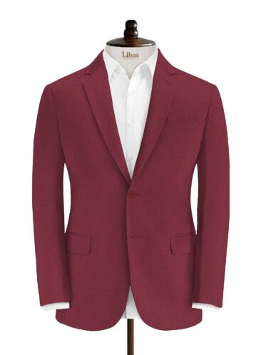 Italian Channel Men's Terry Rayon Structured 3.75 Meter Unstitched Suiting Fabric (Cherry Red)
