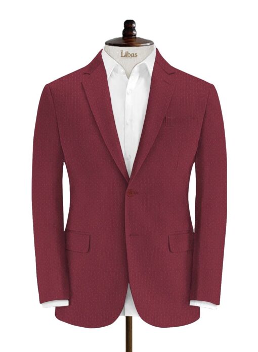 Italian Channel Men's Terry Rayon Structured 3.75 Meter Unstitched Suiting Fabric (Cherry Red)