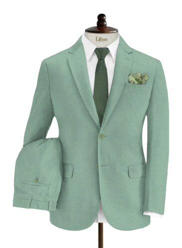 Italian Channel Men's Terry Rayon Structured 3.75 Meter Unstitched Suiting Fabric (Mint Green)