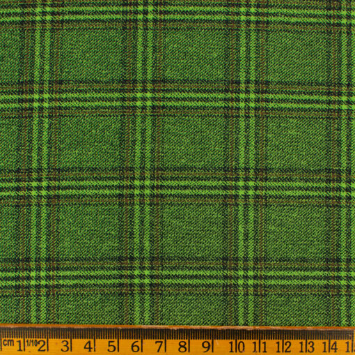 J.Hampstead Men's Terry Rayon Checks 3.75 Meter Unstitched Suiting Fabric (Light Green)