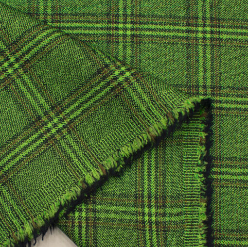 J.Hampstead Men's Terry Rayon Checks 3.75 Meter Unstitched Suiting Fabric (Light Green)