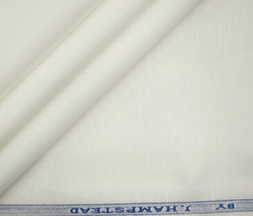 J.Hampstead Men's Cotton Linen 60 LEA Solids 3.50 Meter Unstitched Shirting Fabric (White)