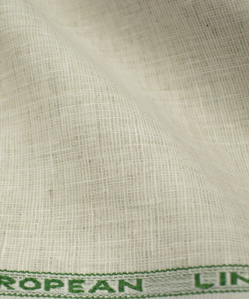 J.Hampstead Men's European Linen 60 LEA Structured 2.25 Meter Unstitched Shirting Fabric (Beige)