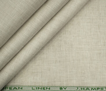 J.Hampstead Men's European Linen 60 LEA Structured 2.25 Meter Unstitched Shirting Fabric (Beige)