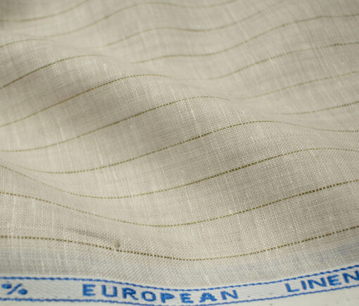 J.Hampstead Men's European Linen 60 LEA Structured 2.25 Meter Unstitched Shirting Fabric (Beige & Brown)
