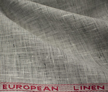J.Hampstead Men's European Linen 60 LEA Structured 2.25 Meter Unstitched Shirting Fabric (Grey)
