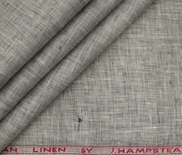 J.Hampstead Men's European Linen 60 LEA Structured 2.25 Meter Unstitched Shirting Fabric (Grey)