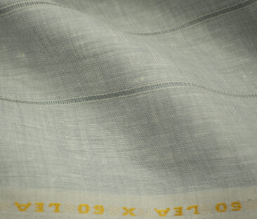 Linen Fiesta Men's European Linen 60 LEA Striped 2.25 Meter Unstitched Shirting Fabric (Pistachion Green)