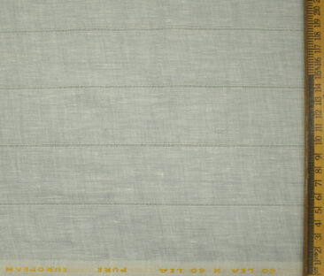 Linen Fiesta Men's European Linen 60 LEA Striped 2.25 Meter Unstitched Shirting Fabric (Pistachion Green)