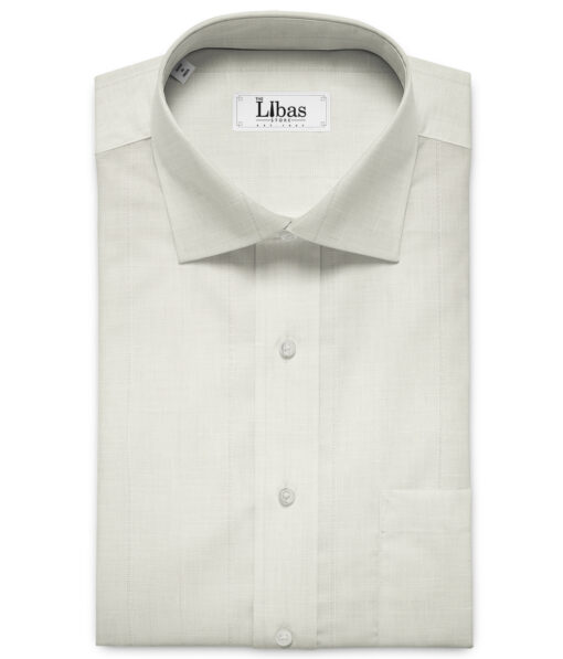 Linen Fiesta Men's European Linen 60 LEA Striped 2.25 Meter Unstitched Shirting Fabric (White)