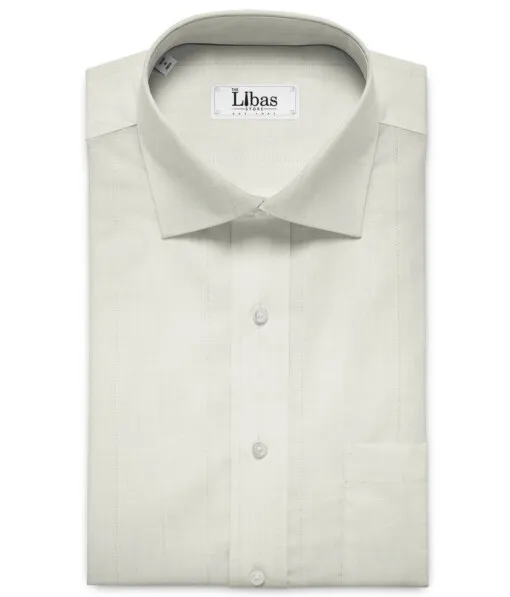 Linen Fiesta Men's European Linen 60 LEA Striped 2.25 Meter Unstitched Shirting Fabric (White)