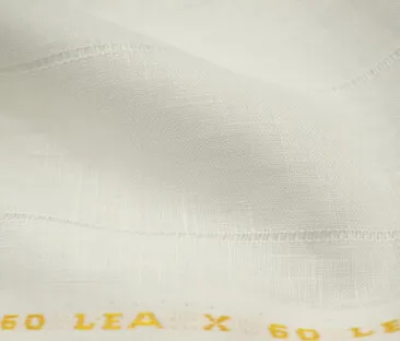 Linen Fiesta Men's European Linen 60 LEA Striped 2.25 Meter Unstitched Shirting Fabric (White)