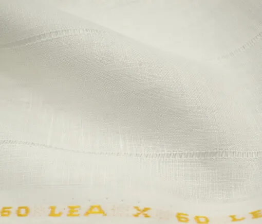 Linen Fiesta Men's European Linen 60 LEA Striped 2.25 Meter Unstitched Shirting Fabric (White)